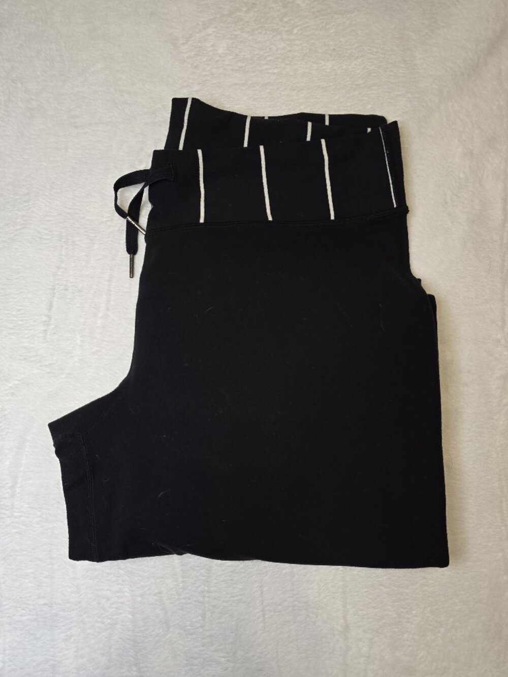 Lululemon Still Pant Luon Wide Leg Yoga Cinch Hem Black Striped Waist 8/10